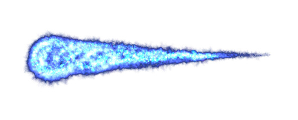 Realistic Blue Meteor, comet or fireball, transparent. Meteorite, an asteroid in motion, burns. Png