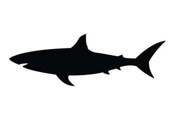 Obraz premium Isolated black silhouette of a shark on a white background. Vector in EPS format.