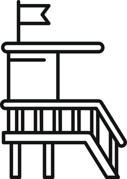 lifeguard tower outline with flag clip art preview