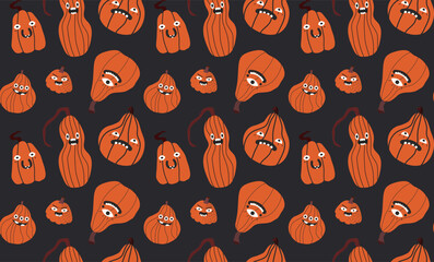 Halloween Pumpkin fun Faces Pattern