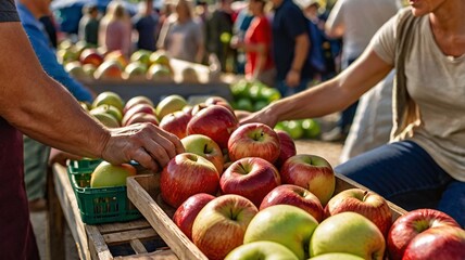 Market shopper selecting fresh produce of fruit