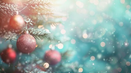 Vintage filter and soft focus for Christmas decor on abstract backdrop