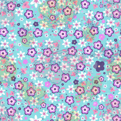 seamless pattern hand drawn groovy floral background