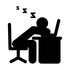 Sleeping Office Personnel Business Icon Vector Illustration