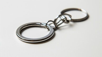 Naklejka premium Metal keychain ring on white backdrop