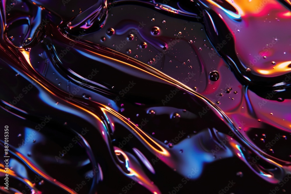 Poster a close-up of a liquid substance on a surface, suitable for use in scientific or industrial contexts