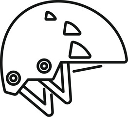 Minimalist line art icon of a climbing helmet for safe rock climbing adventures