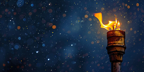 The Eternal Flame of Republicanism: An illuminated torch, symbolizing the enduring hope and ideals of the Republican party, against a starry night sky.