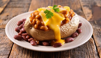 jacket potato with beans and cheese, AI generated