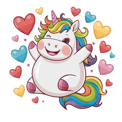 Naklejka premium Isolated PNG Cartoon Whimsical Unicorn Love, GENERATIVE AI
