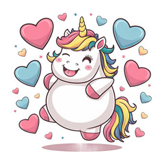 Isolated PNG Cartoon Whimsical Unicorn Love, GENERATIVE AI