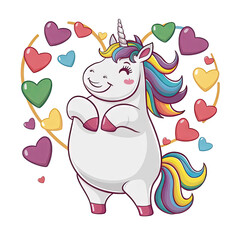 Naklejka premium Isolated PNG Cartoon Whimsical Unicorn Love, GENERATIVE AI