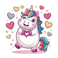 Isolated PNG Cartoon Whimsical Unicorn Love, GENERATIVE AI