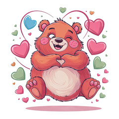 Obraz premium Isolated PNG Cartoon Teddy Bear Love, GENERATIVE AI