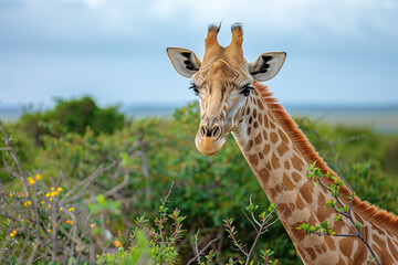 Obraz premium Portrait of giraffe, outdoor