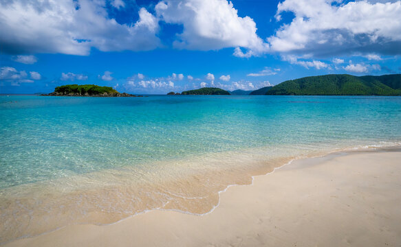 Cinnamon Bay beach in the Virgin Islands  National Park  on the island of St John in the US Virgin Islands
