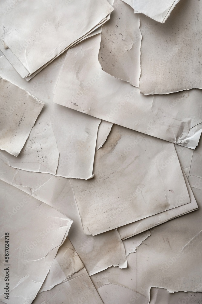 Aufkleber A stack of papers and files sitting on a desk or table, often indicating disorganization or clutter