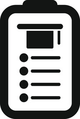 Simple black icon of a clipboard with a checklist on it, ideal for projects and tasks