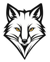 Fox head black and white isolated logo or symbol. Can be used as emblem or mascot for sports or other products. |