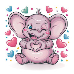 Obraz premium Isolated PNG Cartoon Elephant Love, GENERATIVE AI
