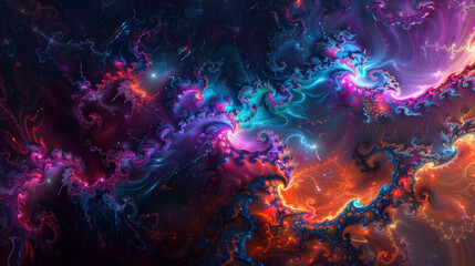 psychedelic Fractal Pattern with Intricate Designs and Vivid Colors