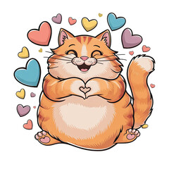 Isolated PNG Cartoon Kitten Love, GENERATIVE AI