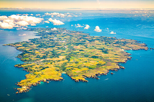 belle ile en mer island from aerial view in french brittany in morbihan 