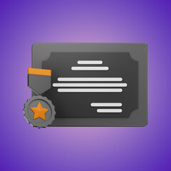 Premium honor certificate education icon 3d rendering on isolated background