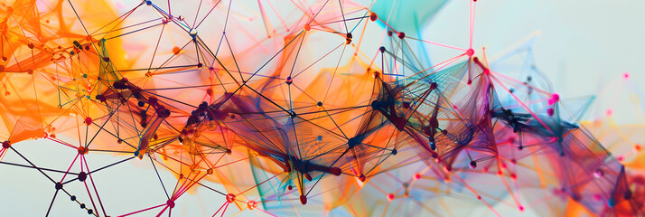Abstract Representation of Connectivity and Communication Through Interconnected Nodes and Lines