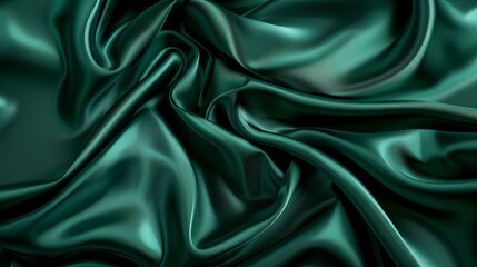 Obraz premium Closeup of the texture of dark green silk showcasing its smooth surface and elegant appearance Toned background with a silk texture pattern 3D vector illustration
