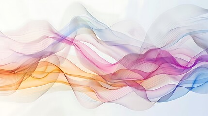 Soft and muted color spectrum line waves in a minimalistic style on white