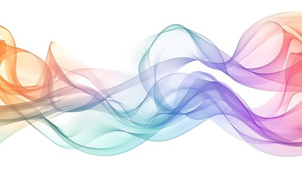 Soft and muted color spectrum line waves in a minimalistic style on white