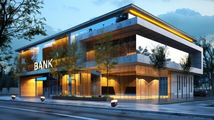 Fototapeta premium A building where people store and manage their money.