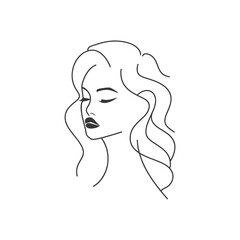 girl minimalist line art icon logo symbol