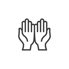 Fototapeta premium Line Art Icon: Two Hands Raised in Supplication