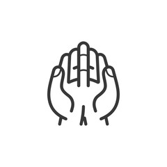 Obraz premium Line Art Icon: Two Hands Clasped in Supplication or Prayer