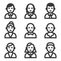 Diverse Gender Neutral Avatar Icons: Simple Line Art Set