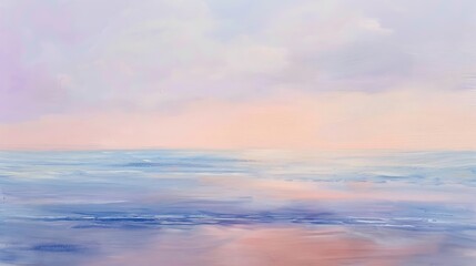 Obraz premium South Haven Beach in a soft focus, with pastel hues of peach and lilac reflecting off calm waters.