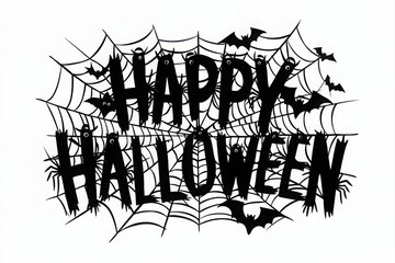 Fototapeta premium Happy halloween. Vector illustration with bats and spiders. Trick or treat. 