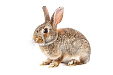 Fototapeta premium A small rabbit sitting on a white surface, possibly a table or countertop