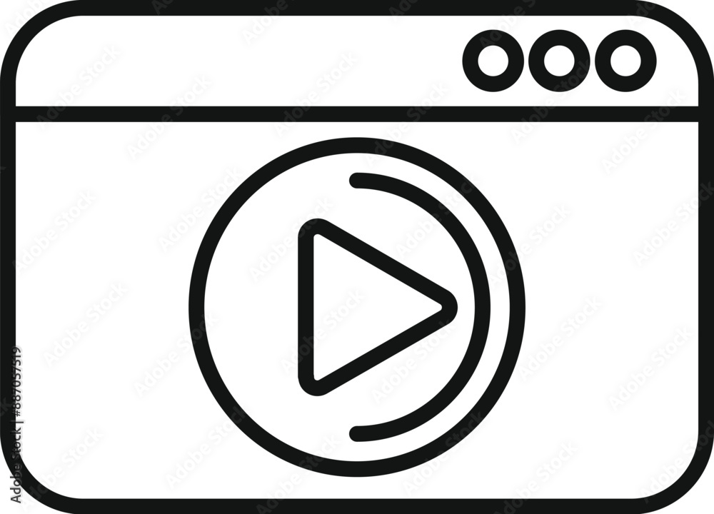 Poster simple icon of a web browser displaying a video streaming service with a play button