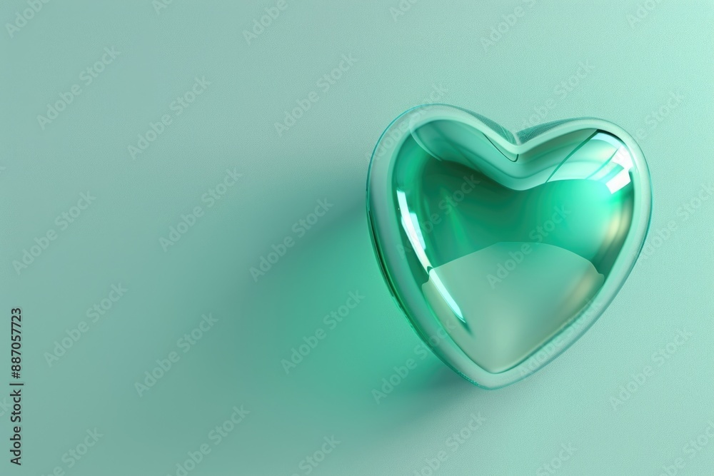 Aufkleber a heart-shaped object sits on a green surface, possibly used for decoration or as a prop