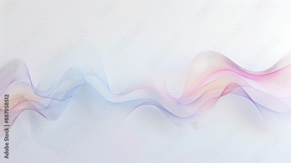 Wall mural subdued spectrum line waves in a soft and simple minimalist style on white