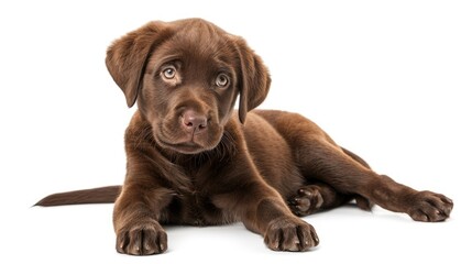 Obraz premium Chocolate Labrador puppy 20 week old posed against white background