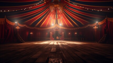 Silent Empty circus tent. Big fair fun.