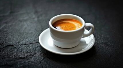 Fototapeta premium White Espresso Coffee Cup on Dark Background