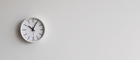 A white clock with black hands showing the time of 11:30