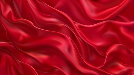 Obraz premium Vector illustration of a realistic red silk top view background Elegant and soft royal backdrop with a shining flowing surface