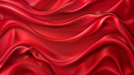 Obraz premium Vector illustration of a realistic red silk top view background Elegant and soft royal backdrop with a shining flowing surface