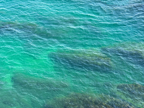 Blue azure clear sea surface aerial view